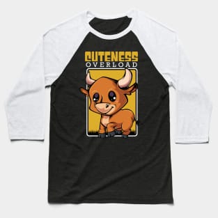 Bull - Cuteness Overload - Cute Kawaii Cow Baseball T-Shirt